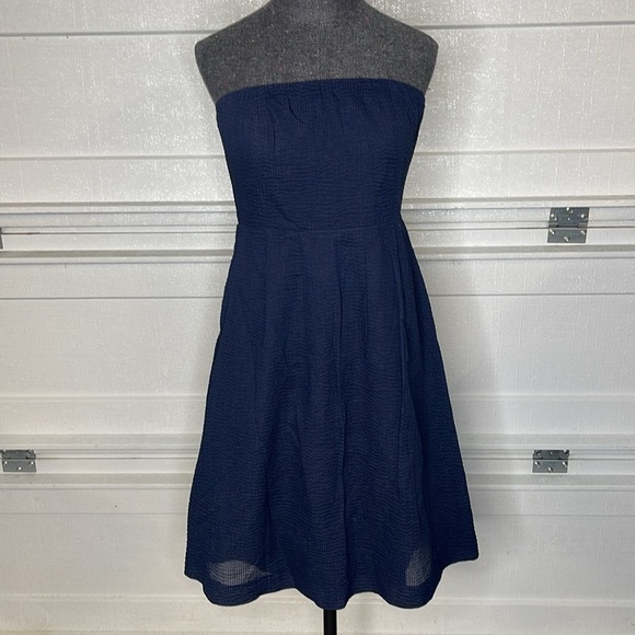 J. Crew Strapless Cotton Dress Built In Bra Pockets Size 4 - Picture 1 of 9